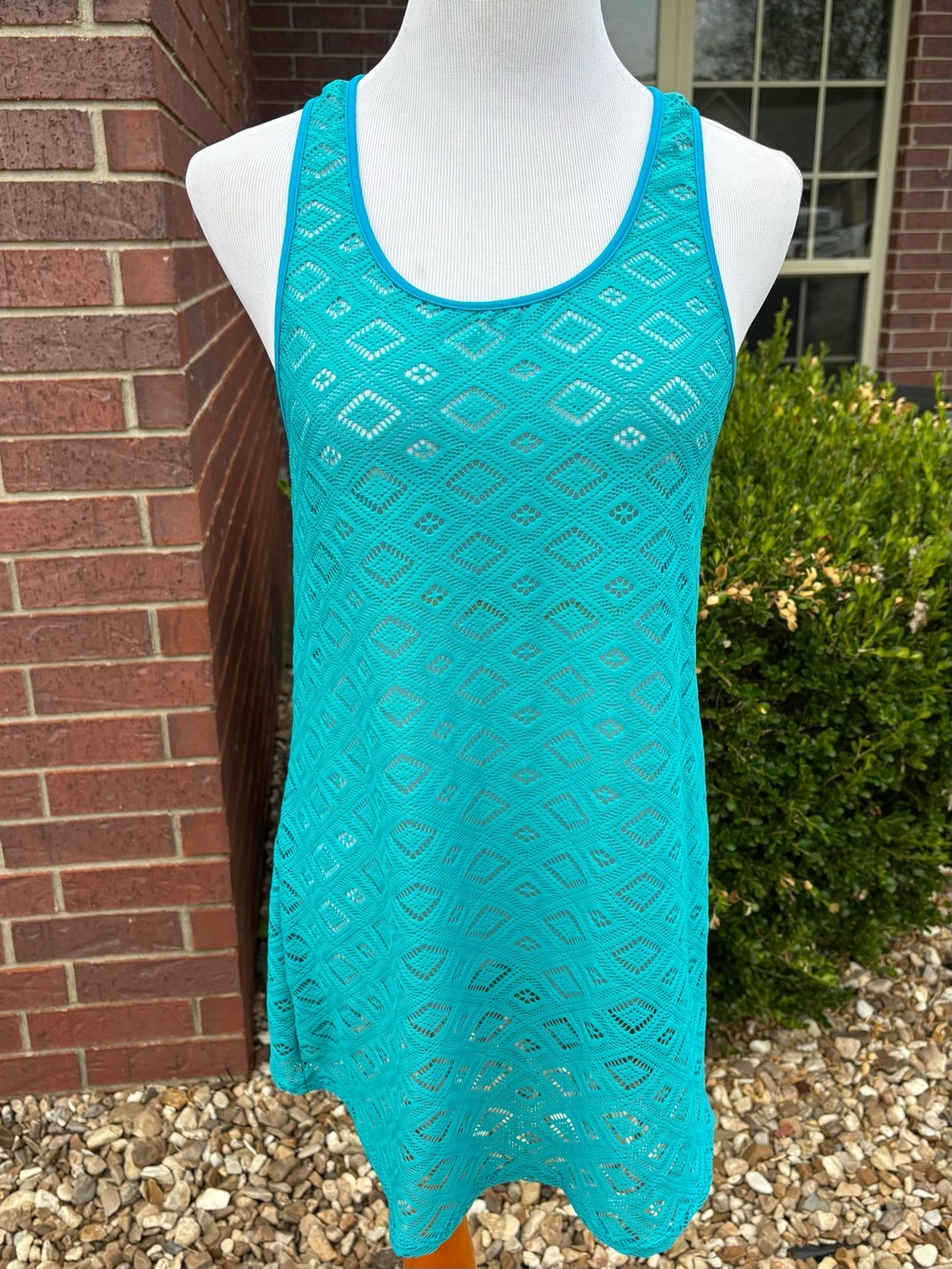 Roxy Teal Open-Knit Racerback Swim Cover-Up